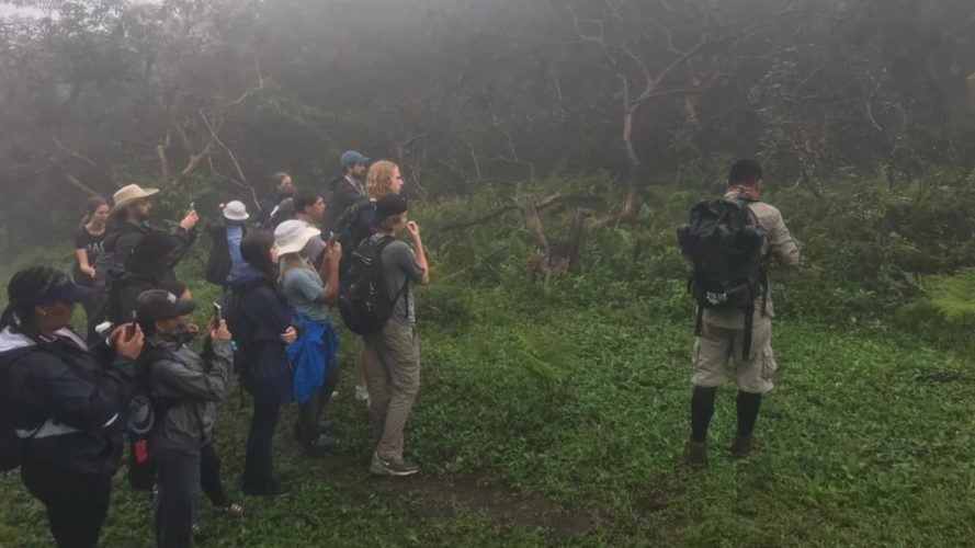 Galapagos student guided tour - student group hiking in the galapagos