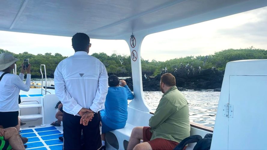 Boat Ride to Los Túneles on a custom Isabela boat tour