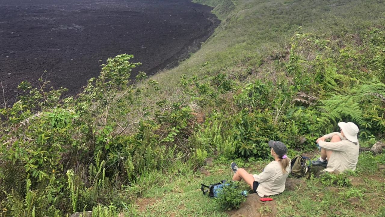 Galapagos sustainable land-based tour, Sierra negra volcano hike, women travelers