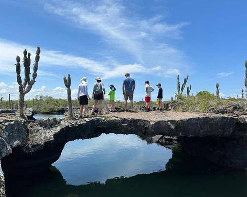 Family at Los Tuneles in the Galapagos